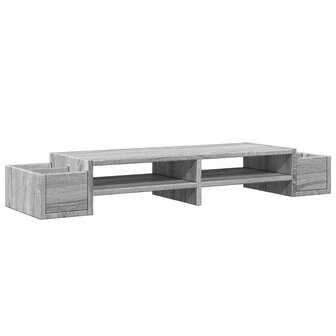 Monitorstandaard opbergruimte 100x27x15 cm hout grijs sonoma 2