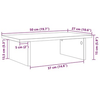 Monitorstandaard 50x27x15 cm bewerkt hout betongrijs 9
