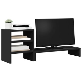 Monitorstandaard met bureau-organizer bewerkt hout zwart 3