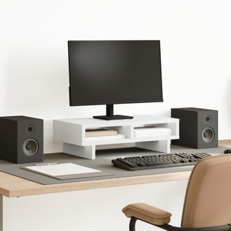 Monitorstandaard 50x27x15 cm bewerkt hout wit 1
