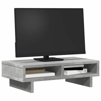 Monitorstandaard 50x27x15 cm bewerkt hout betongrijs 3