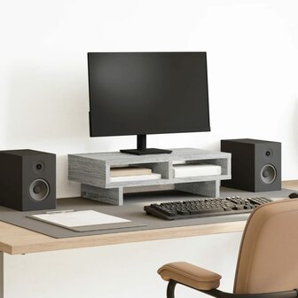 Monitorstandaard 50x27x15 cm bewerkt hout grijs sonoma eiken 1