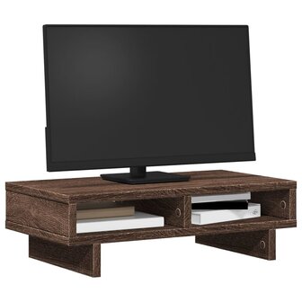 Monitorstandaard 50x27x15 cm bewerkt hout bruin eikenkleurig 3