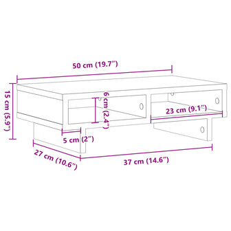 Monitorstandaard 50x27x15 cm bewerkt hout bruin eikenkleurig 9