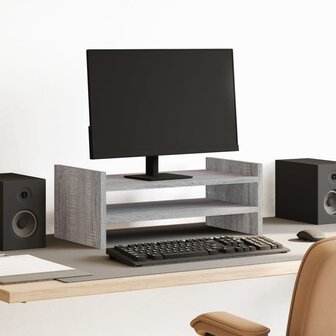 Monitorstandaard 50x27x20 cm bewerkt hout grijs sonoma eiken 1