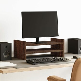 Monitorstandaard 50x27x20 cm bewerkt hout bruin eikenkleurig 1