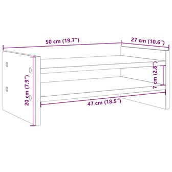 Monitorstandaard 50x27x20 cm bewerkt hout bruin eikenkleurig 9
