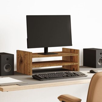Monitorstandaard 50x27x20 cm bewerkt hout oud houtkleurig 1