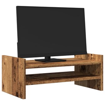 Monitorstandaard 50x27x20 cm bewerkt hout oud houtkleurig 3