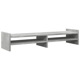 Monitorstandaard 100x27x20 cm bewerkt hout betongrijs 2