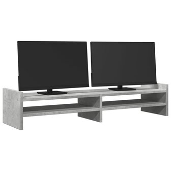 Monitorstandaard 100x27x20 cm bewerkt hout betongrijs 3