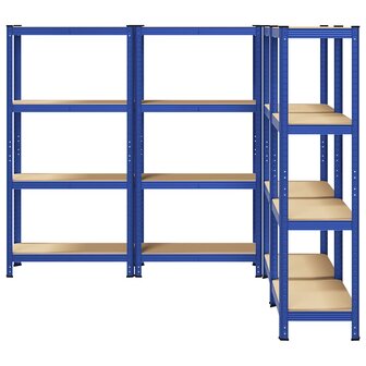 Opbergrekken 4-laags 4 st staal &amp; bewerkt hout blauw 4