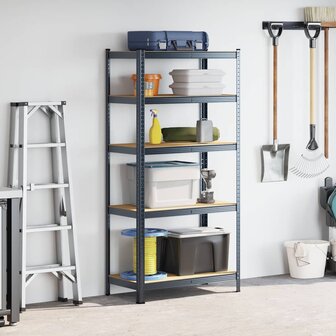 Opbergrek 5-laags staal en bewerkt hout antracietkleurig 3