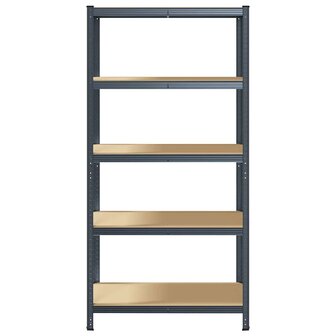Opbergrek 5-laags staal &amp; bewerkt hout antracietkleurig 4