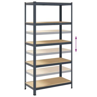Opbergrek 5-laags staal &amp; bewerkt hout antracietkleurig 8