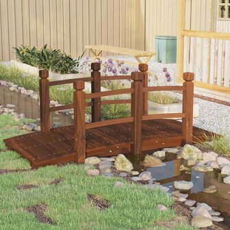 Tuinbrug met leuningen 150x67x56 cm massief vurenhout 1
