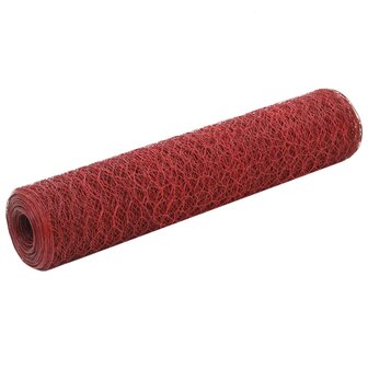 Kippengaas 25x0,75 m staal met PVC coating rood 1