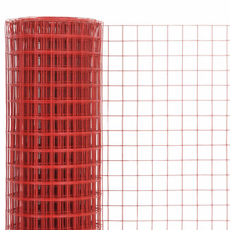 Kippengaas 10x1 m staal met PVC coating rood 3