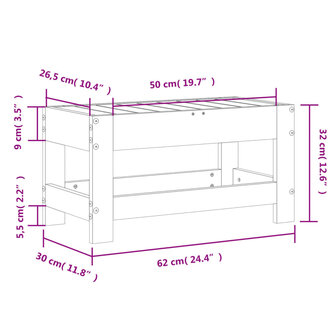 Tuinvoetenbank 62x30x32 cm massief grenenhout wit 9