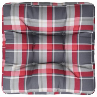 Palletkussen 50x50x12 cm stof ruitpatroon rood 6