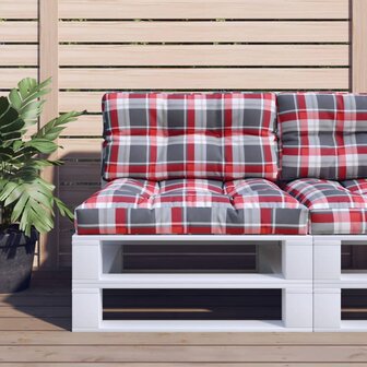 Palletkussen ruitpatroon 80x40x12 cm stof ruitpatroon rood 1