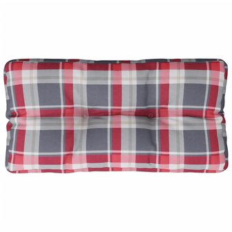 Palletkussen ruitpatroon 80x40x12 cm stof ruitpatroon rood 2