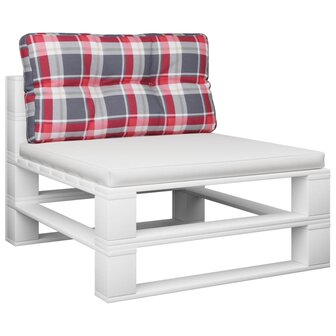 Palletkussen ruitpatroon 80x40x12 cm stof ruitpatroon rood 3