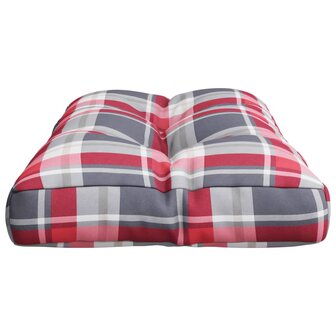 Palletkussen ruitpatroon 80x40x12 cm stof ruitpatroon rood 6