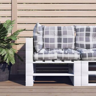 Palletkussens 3 st stof ruitpatroon grijs 1