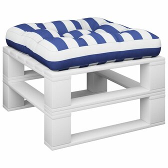 Palletkussen 60x61,5x10 cm gestreept oxford stof blauw wit 3