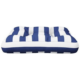 Palletkussen 60x61,5x10 cm gestreept oxford stof blauw wit 5