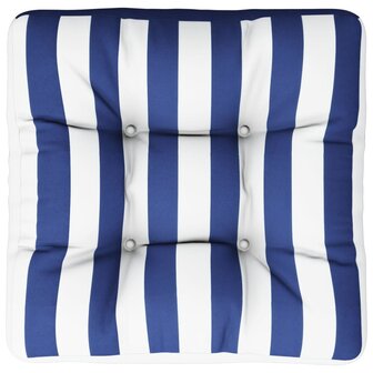 Palletkussen 60x61,5x10 cm gestreept oxford stof blauw wit 6