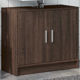 Wastafelkast 63x29x55 cm bewerkt hout bruin eikenkleurigig 1