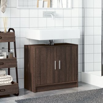 Wastafelkast 63x29x55 cm bewerkt hout bruin eikenkleurigig 3