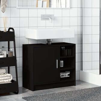 Wastafelkast 63x29x55 cm bewerkt hout zwart 3
