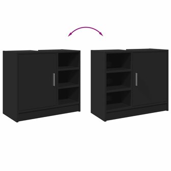 Wastafelkast 63x29x55 cm bewerkt hout zwart 8