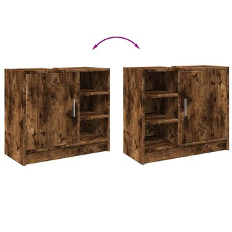Wastafelkast 63x29x55 cm bewerkt hout gerookt eikenkleurig 8