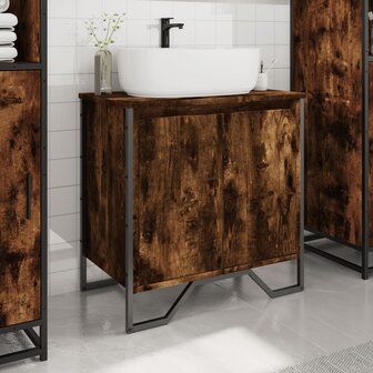 Wastafelkast 60x35x60 cm bewerkt hout gerookt eikenkleurig 3