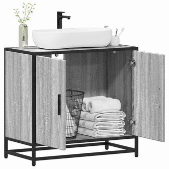 Wastafelkast 65x33x60 cm bewerkt hout grijs sonoma eikenkleurig 1
