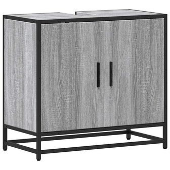 Wastafelkast 65x33x60 cm bewerkt hout grijs sonoma eikenkleurig 2