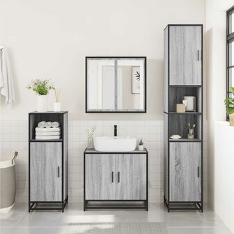 Wastafelkast 65x33x60 cm bewerkt hout grijs sonoma eikenkleurig 3