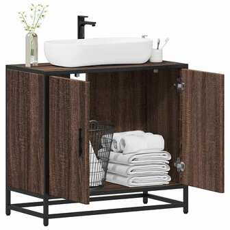 Wastafelkast 65x33x60 cm bewerkt hout bruin eikenkleur 1