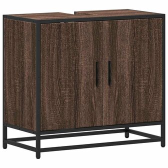 Wastafelkast 65x33x60 cm bewerkt hout bruin eikenkleur 2