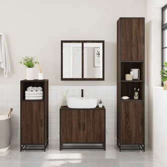 Wastafelkast 65x33x60 cm bewerkt hout bruin eikenkleur 3