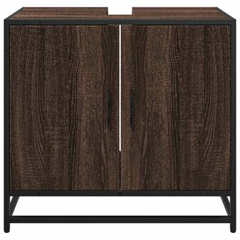 Wastafelkast 65x33x60 cm bewerkt hout bruin eikenkleur 5