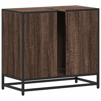 Wastafelkast 65x33x60 cm bewerkt hout bruin eikenkleur 7