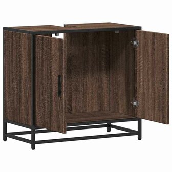 Wastafelkast 65x33x60 cm bewerkt hout bruin eikenkleur 8