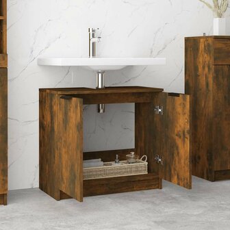 Badkamerkast 64,5x33,5x59 cm bewerkt hout gerookt eikenkleurig 4