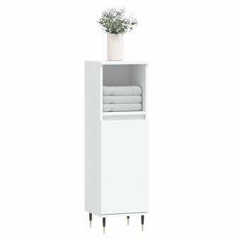 Badkamerkast 30x30x100 cm bewerkt hout wit 3