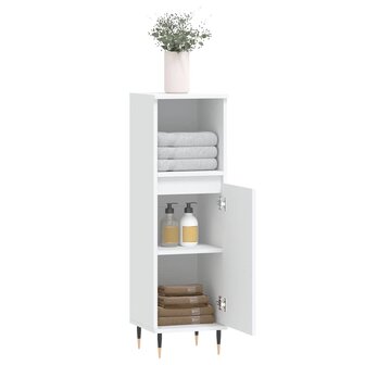 Badkamerkast 30x30x100 cm bewerkt hout wit 4